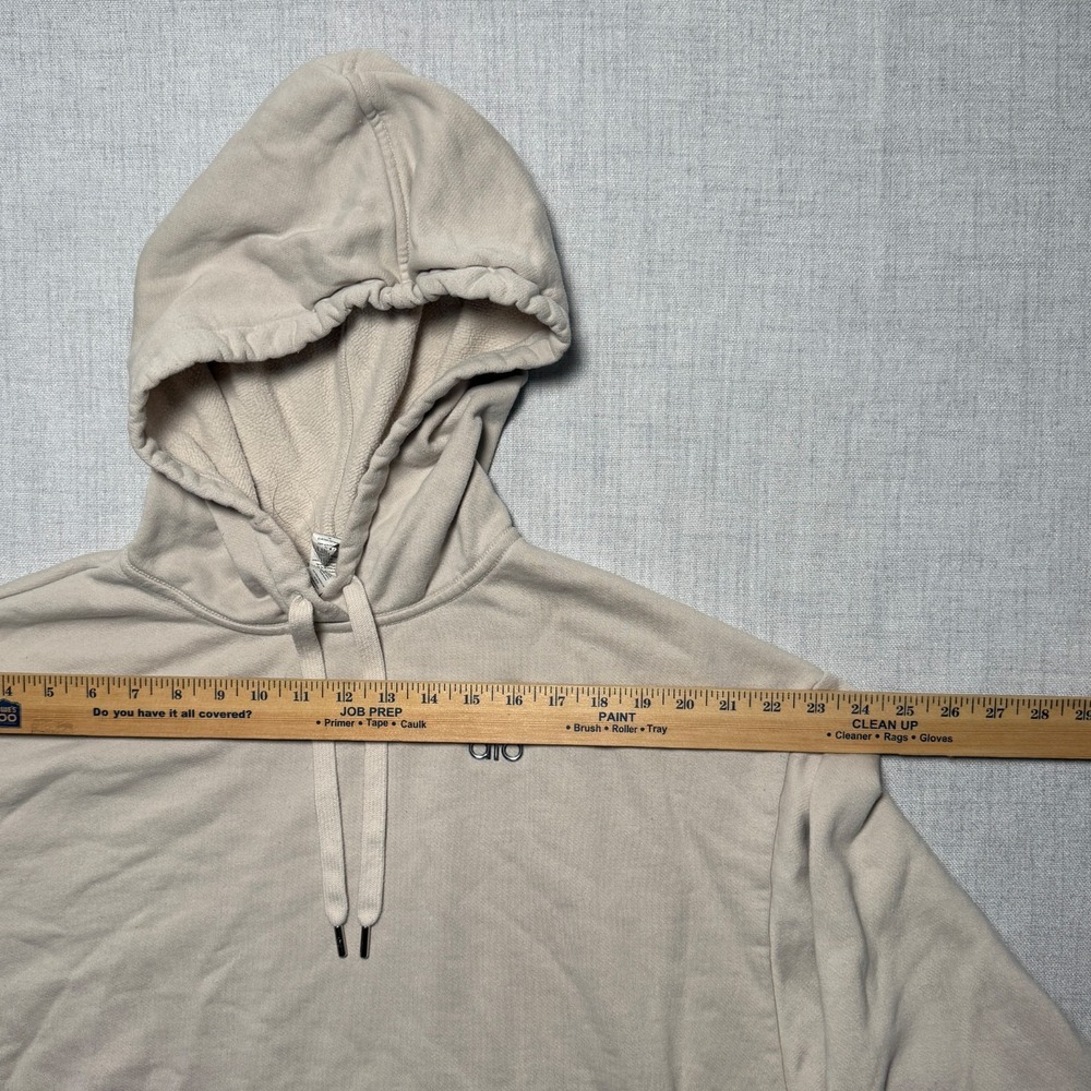 Alo Athletic Hoodie Pullover Lightweight Beige Cotton Blend Drawstring Size M - Picture 4 of 7